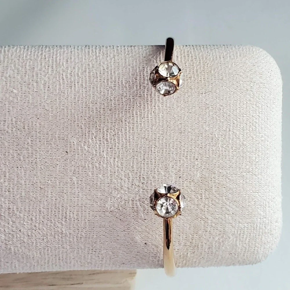 Kate Spade Lady Marmalade Gold Tone Crystal Disco Ball Hinge Cuff Bracelet - Picture 2 of 7